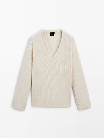 V-neck cotton sweater