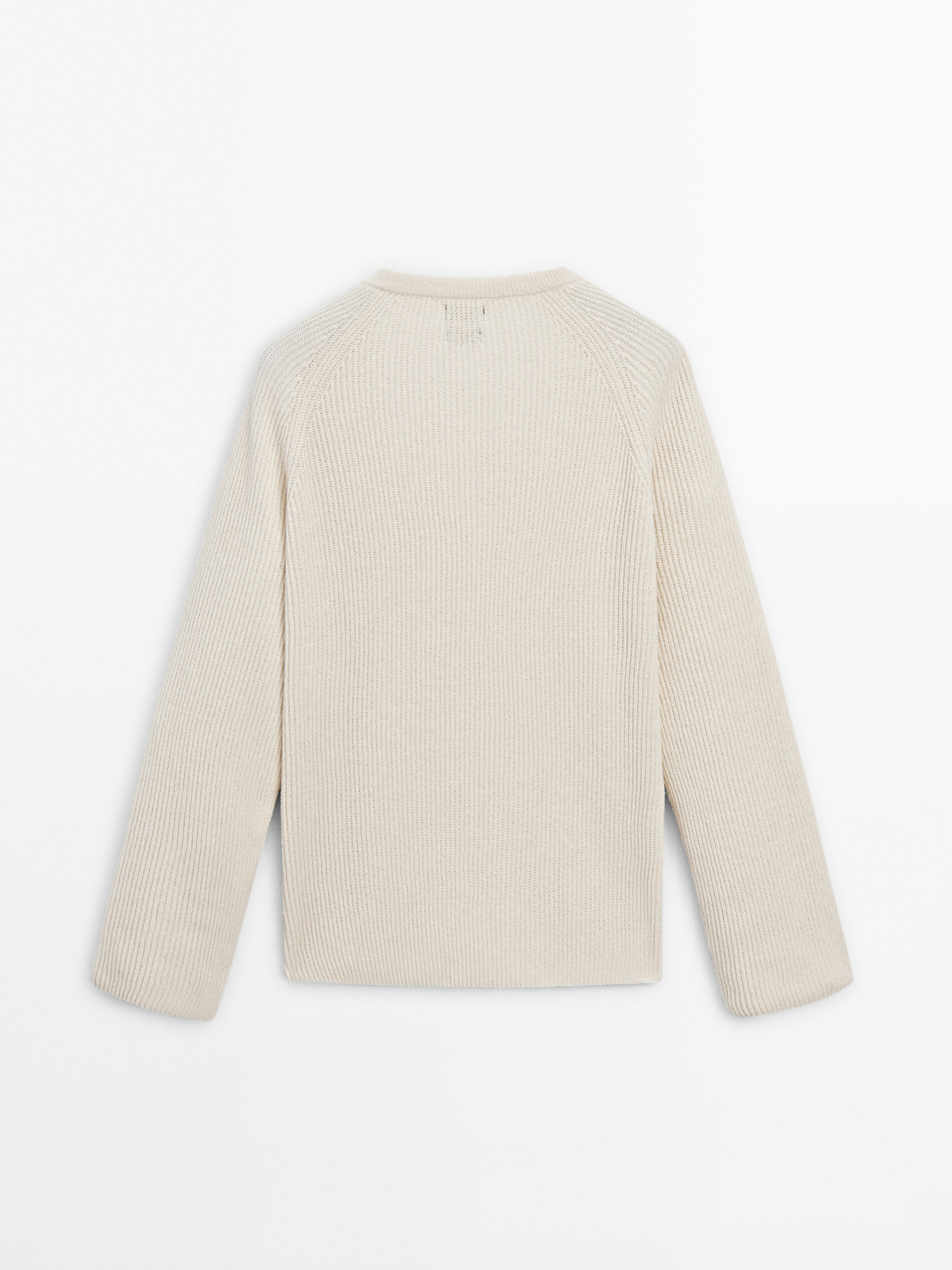Vneck cotton sweater · Cream · Sweaters And Cardigans Massimo Dutti