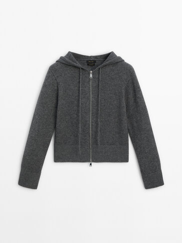 Wool blend knit hoodie · Dark Grey · Sweaters And Cardigans 