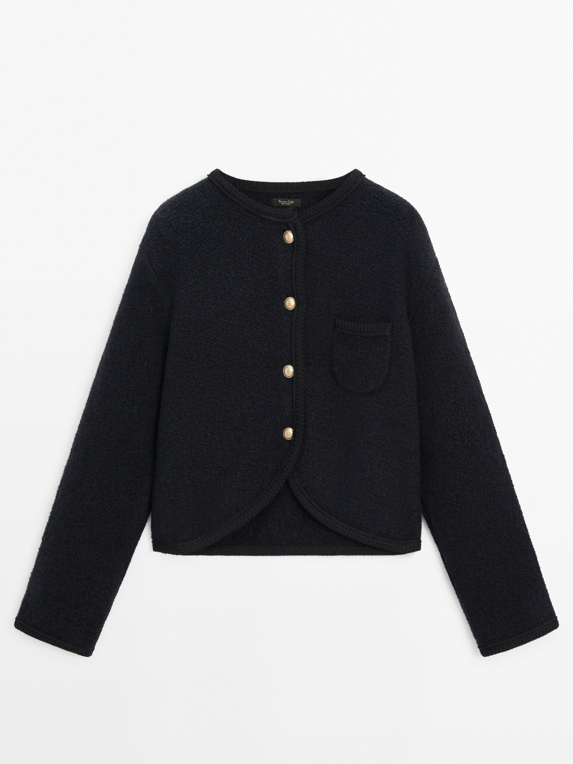 Textured knit cardigan with gold buttons · Navy Blue · Sweaters 