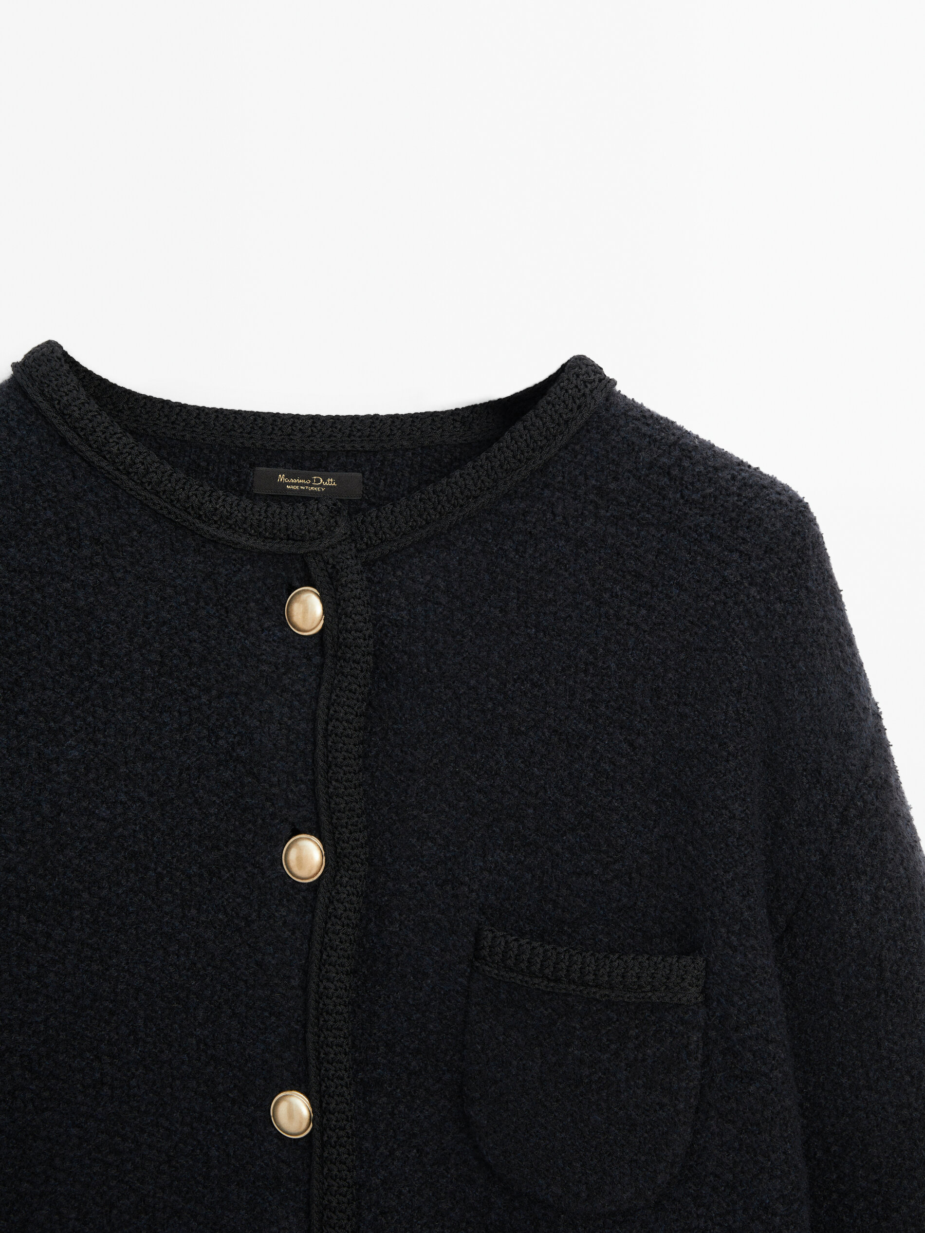 Textured knit cardigan with gold buttons