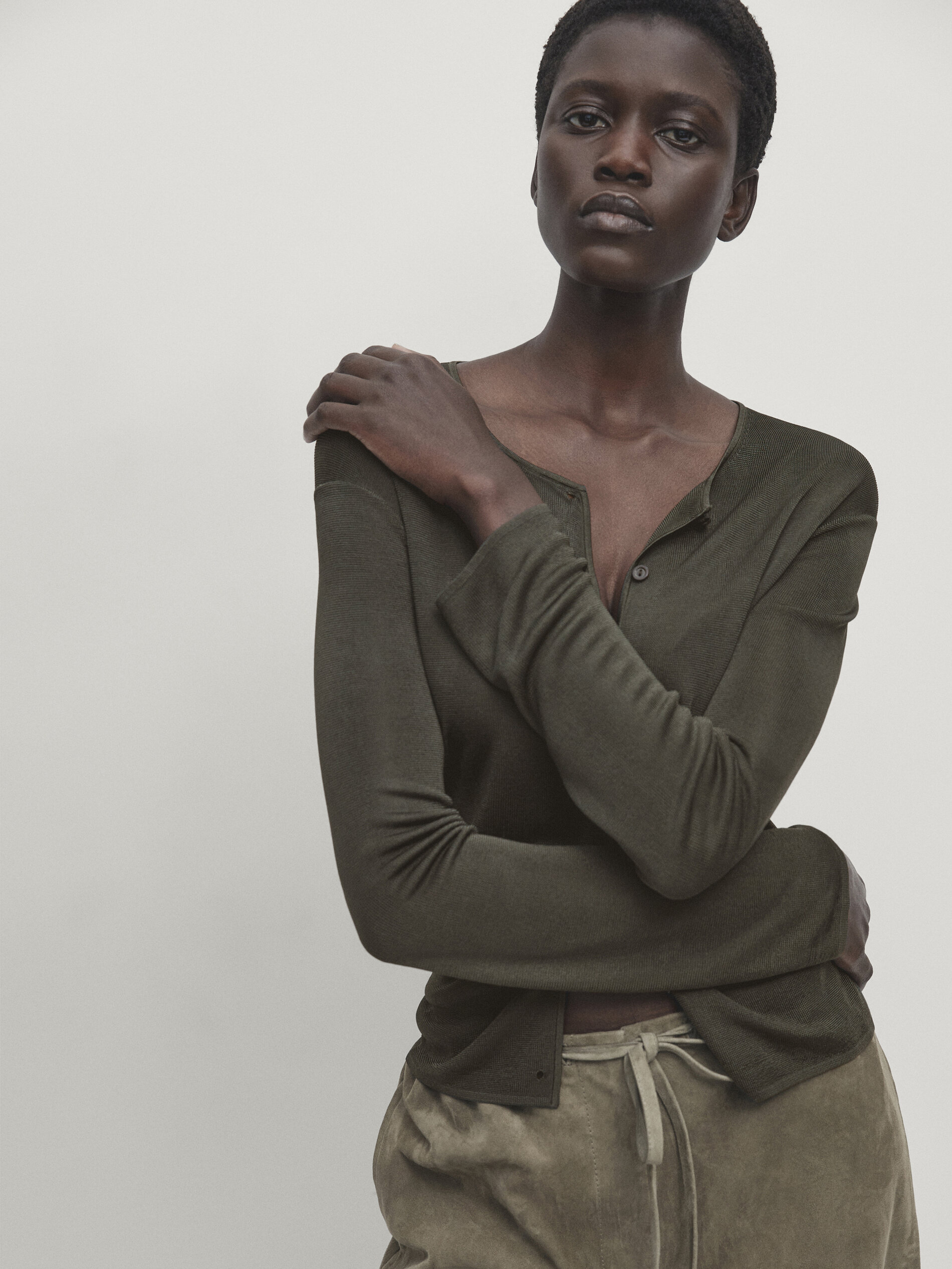 Shimmery knit cardigan · Green · Sweaters And Cardigans | Massimo