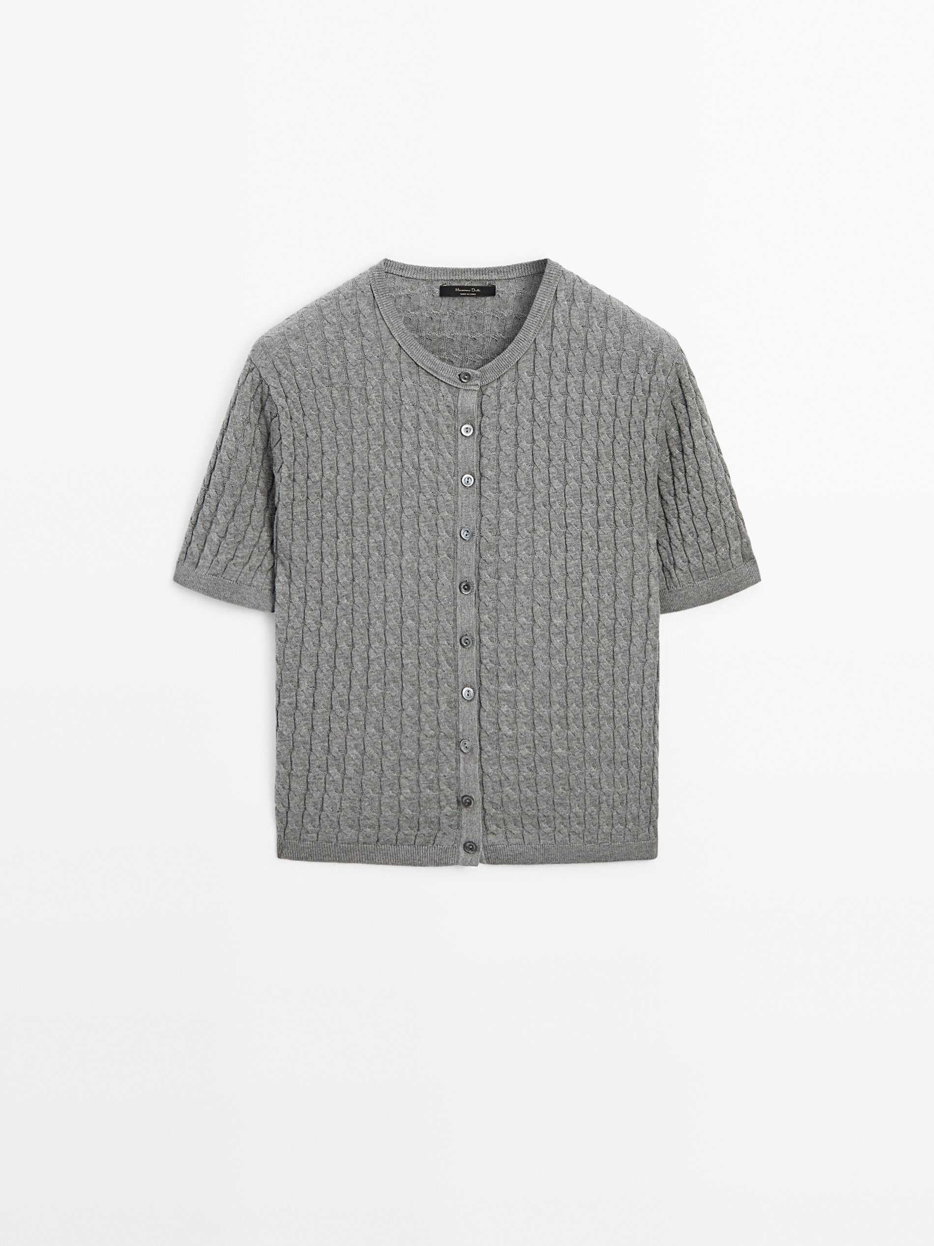 Short sleeve cableknit cardigan · Grey · Sweaters And Cardigans