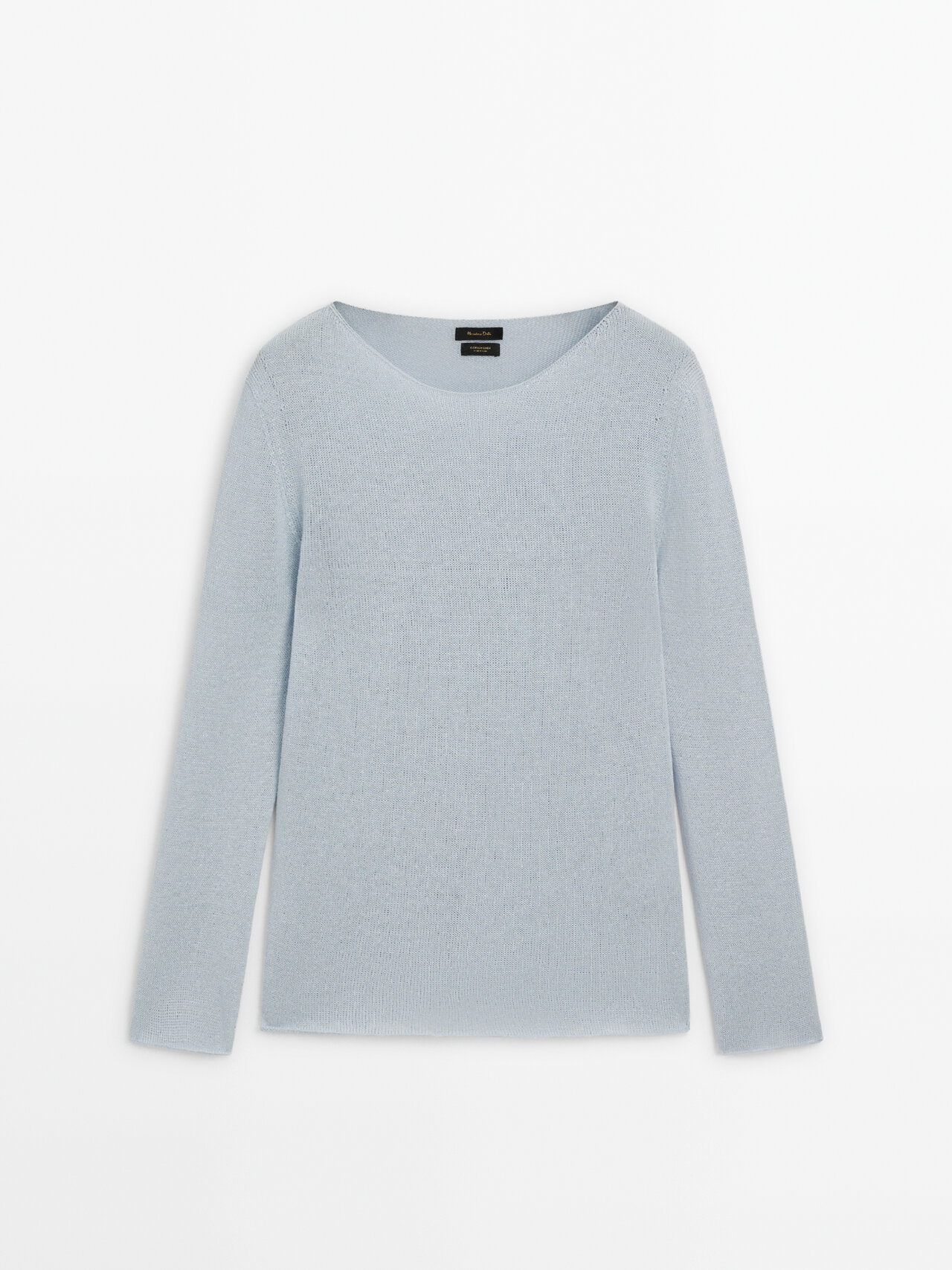 Massimo Dutti Linen Blend Boat Neck Knit Sweater In Sky Blue