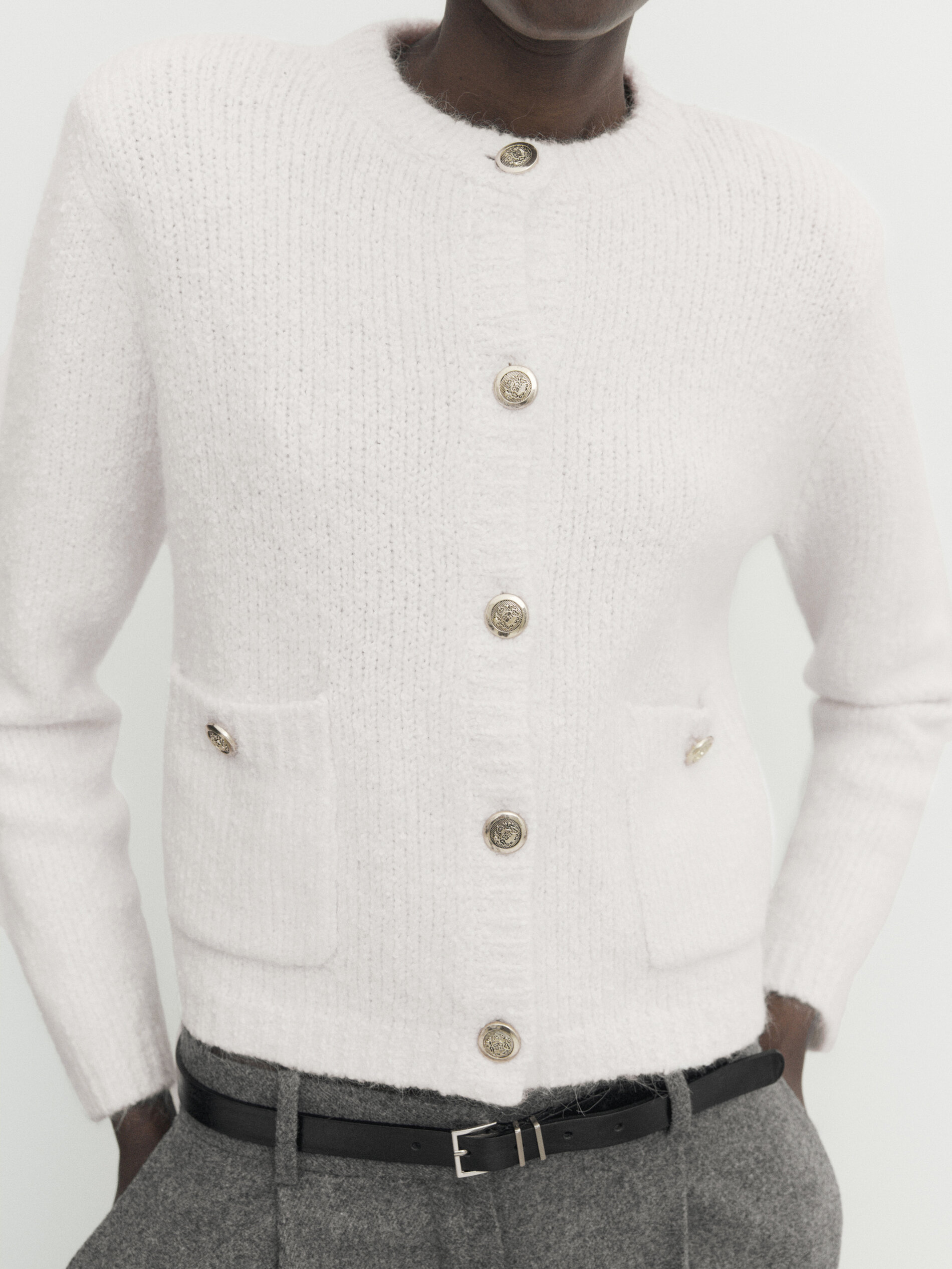 CARDIGAN BOUCLE CINTURA - トップス