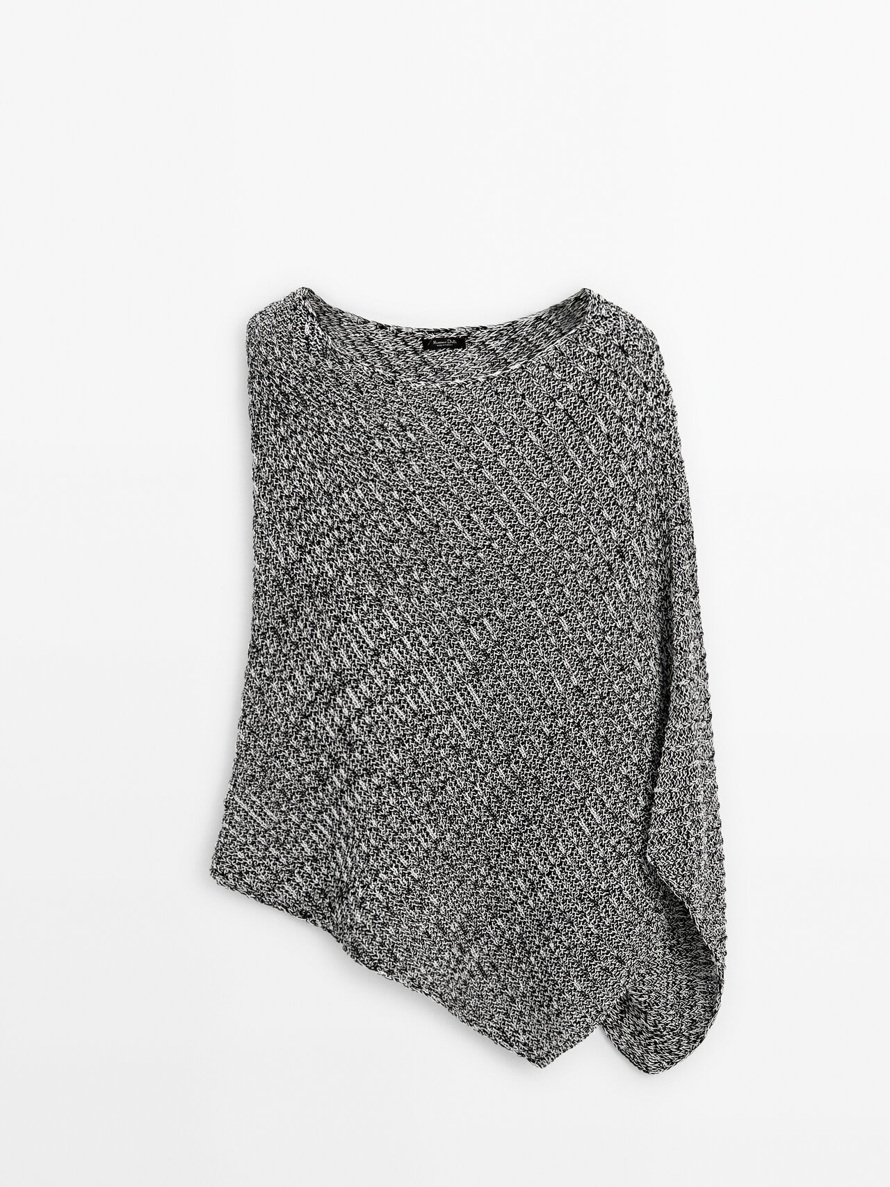 Massimo Dutti Drop Neck Knit Cape Sweater In Black