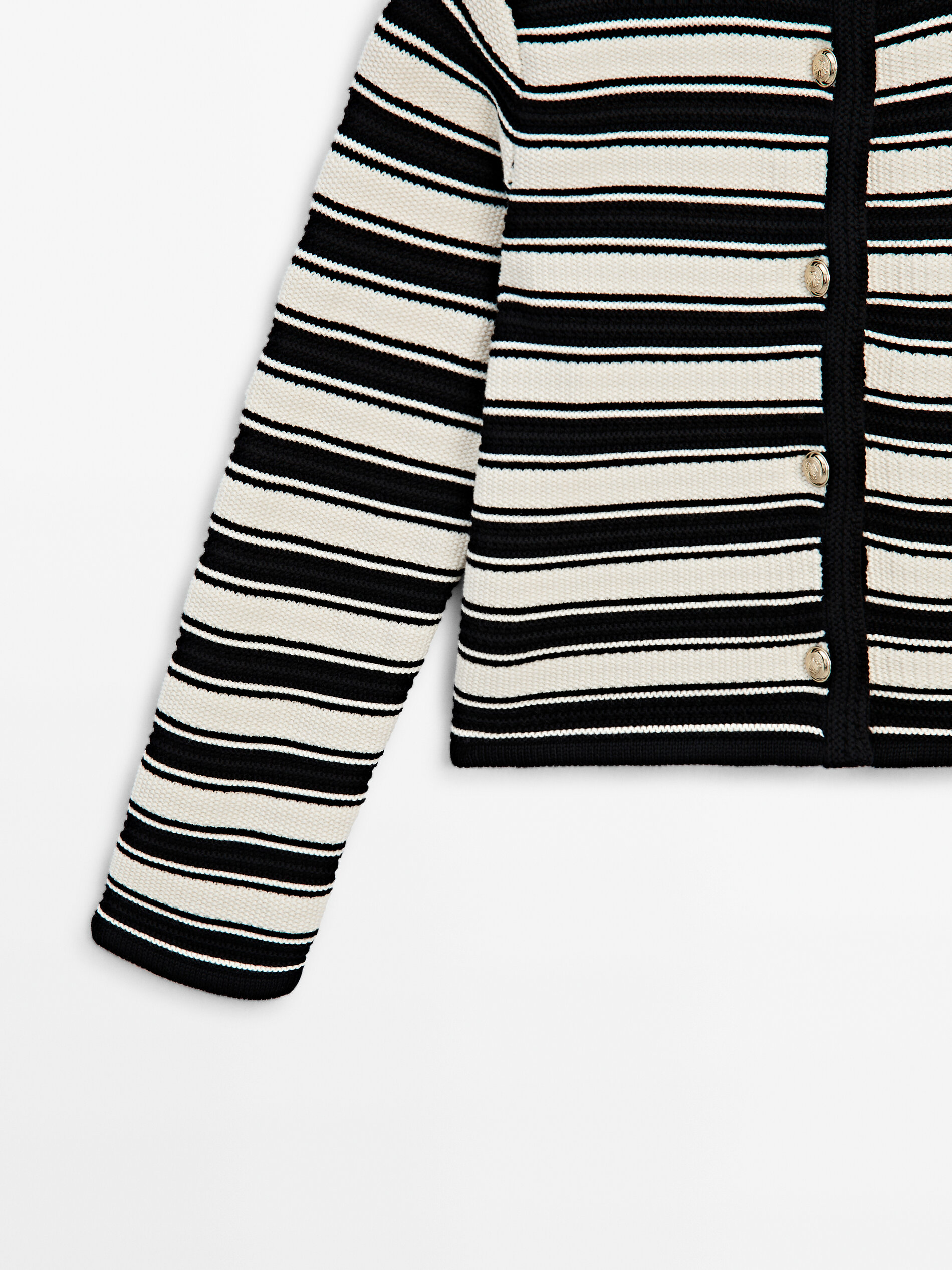 Knit cardigan with gold buttons · Black · Sweaters And Cardigans