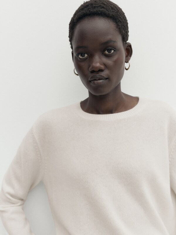 100% cashmere crew neck sweater · Cream · Sweaters And Cardigans ...
