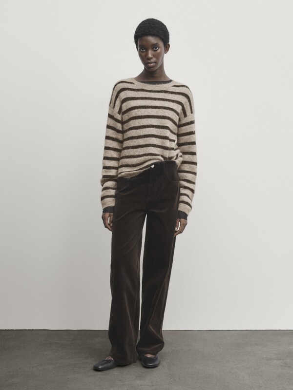 Striped knit crew neck sweater · Mink · Sweaters And Cardigans ...