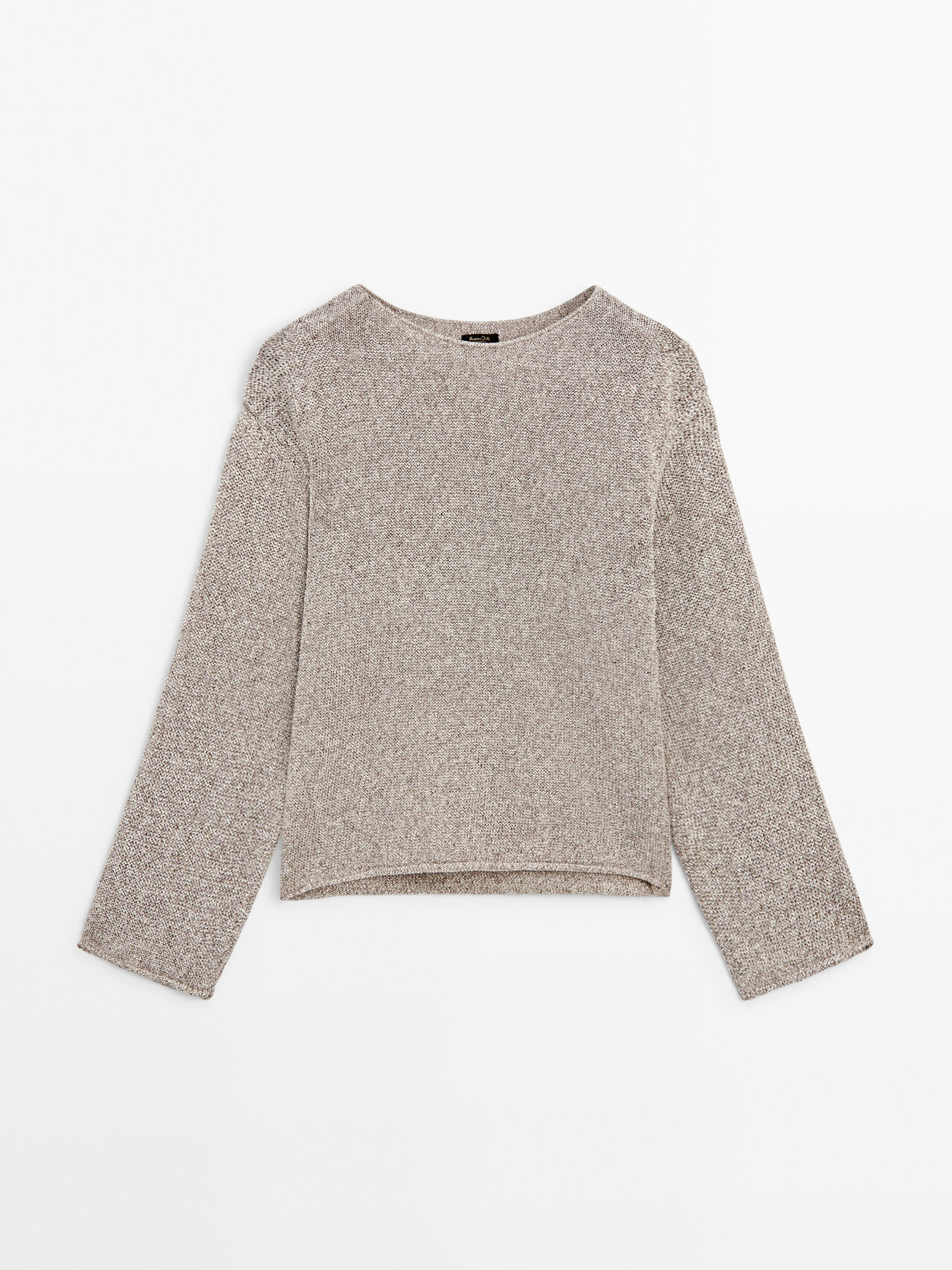 Massimo Dutti Knit Sweater With Textured Detail In Sand