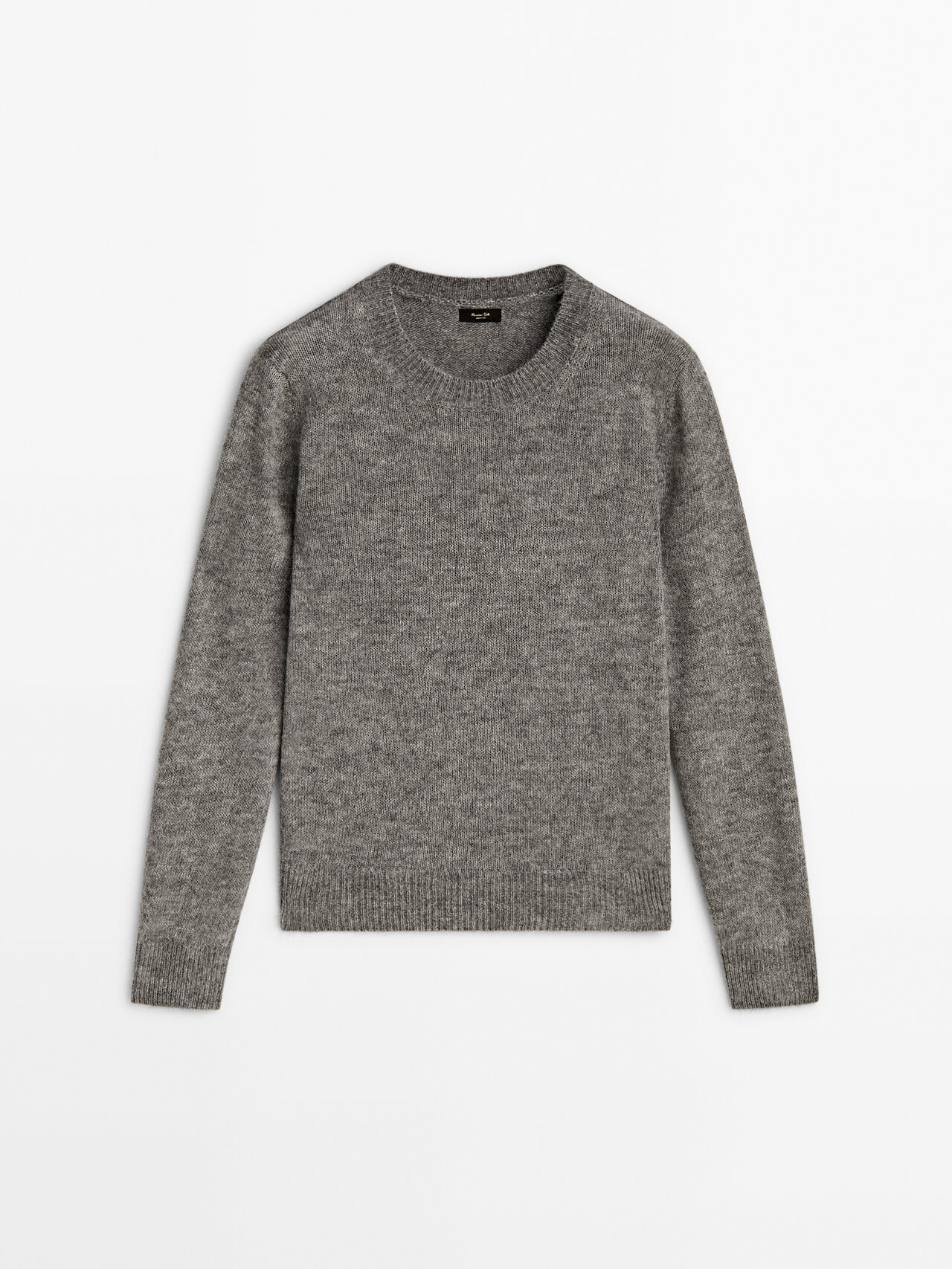 Massimo Dutti Crew Neck Knit Sweater In Grey Marl