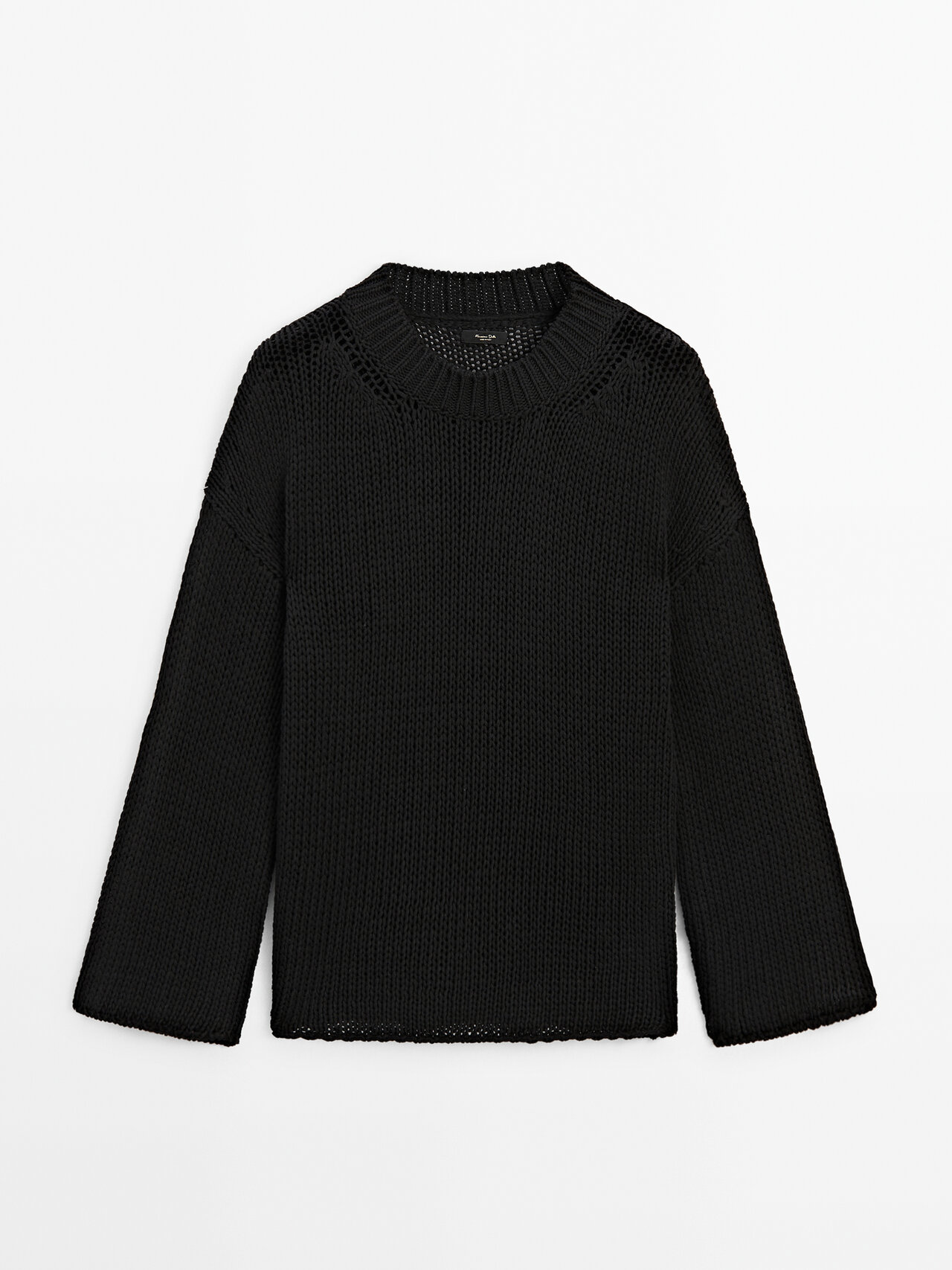 Shop Massimo Dutti Crew Neck Knit Sweater In Black