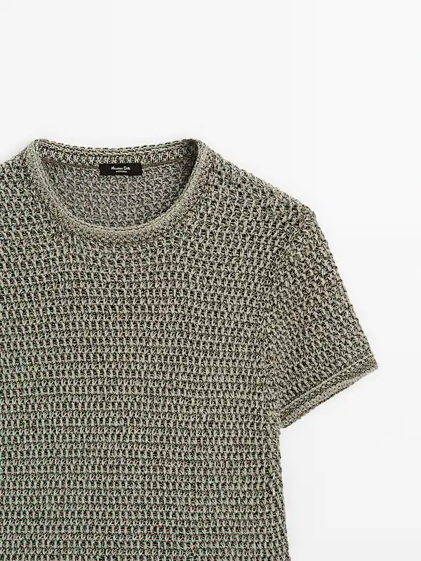 Short sleeve knit sweater with a crew neck · Green · Sweaters And ...