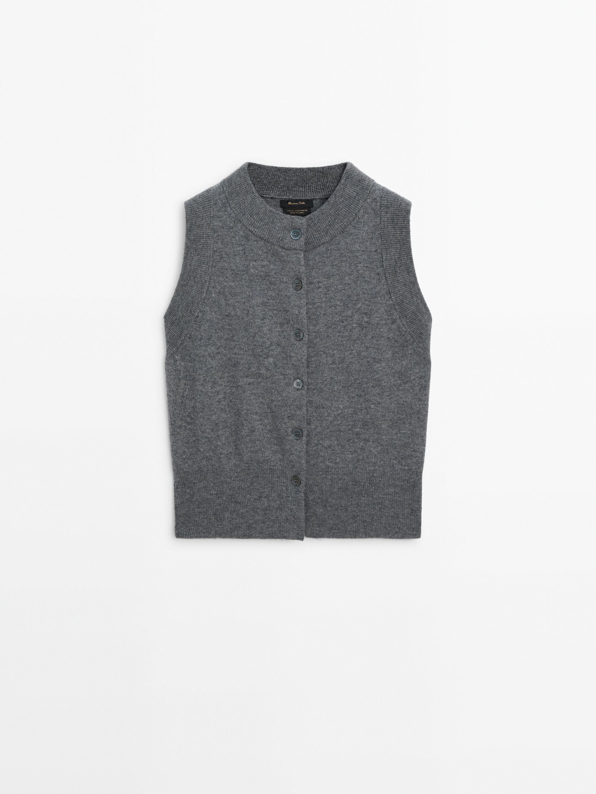 Wool blend knit vest with buttons
