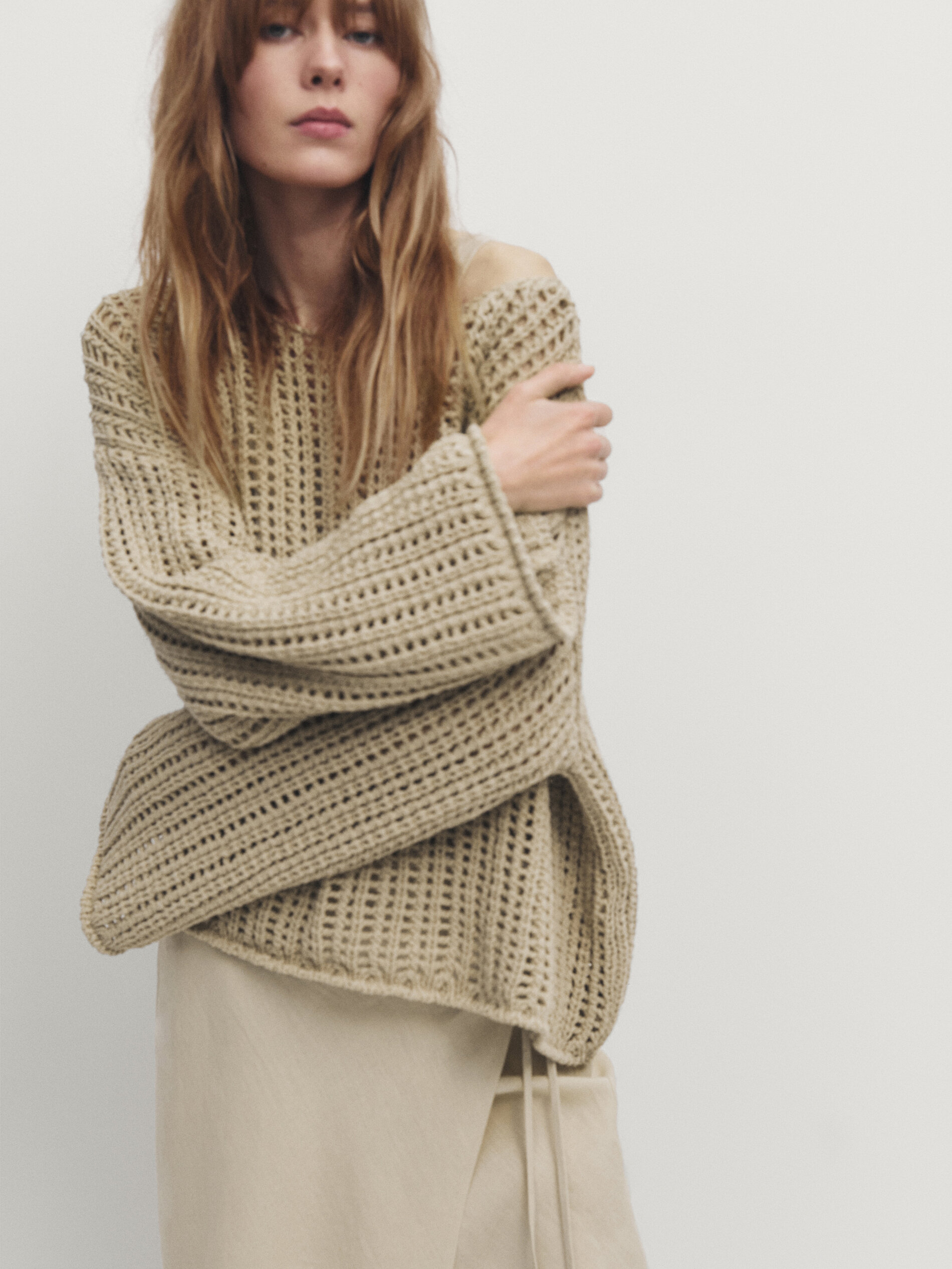 Lochstrick-Pullover mit Rundausschnitt · Camel · Pullover Und 
