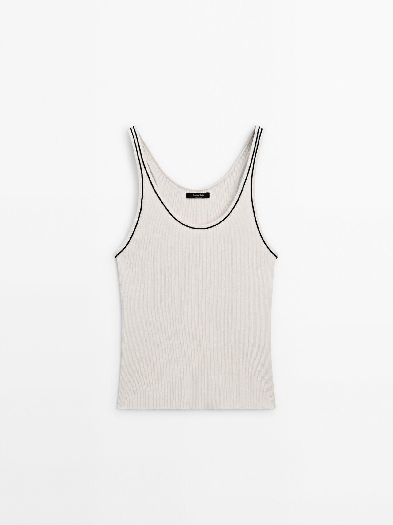Massimo Dutti Contrast Knit Top In Cream