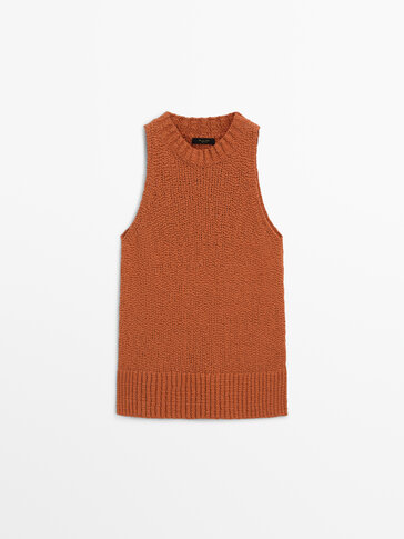 Orange sleeveless outlet sweater