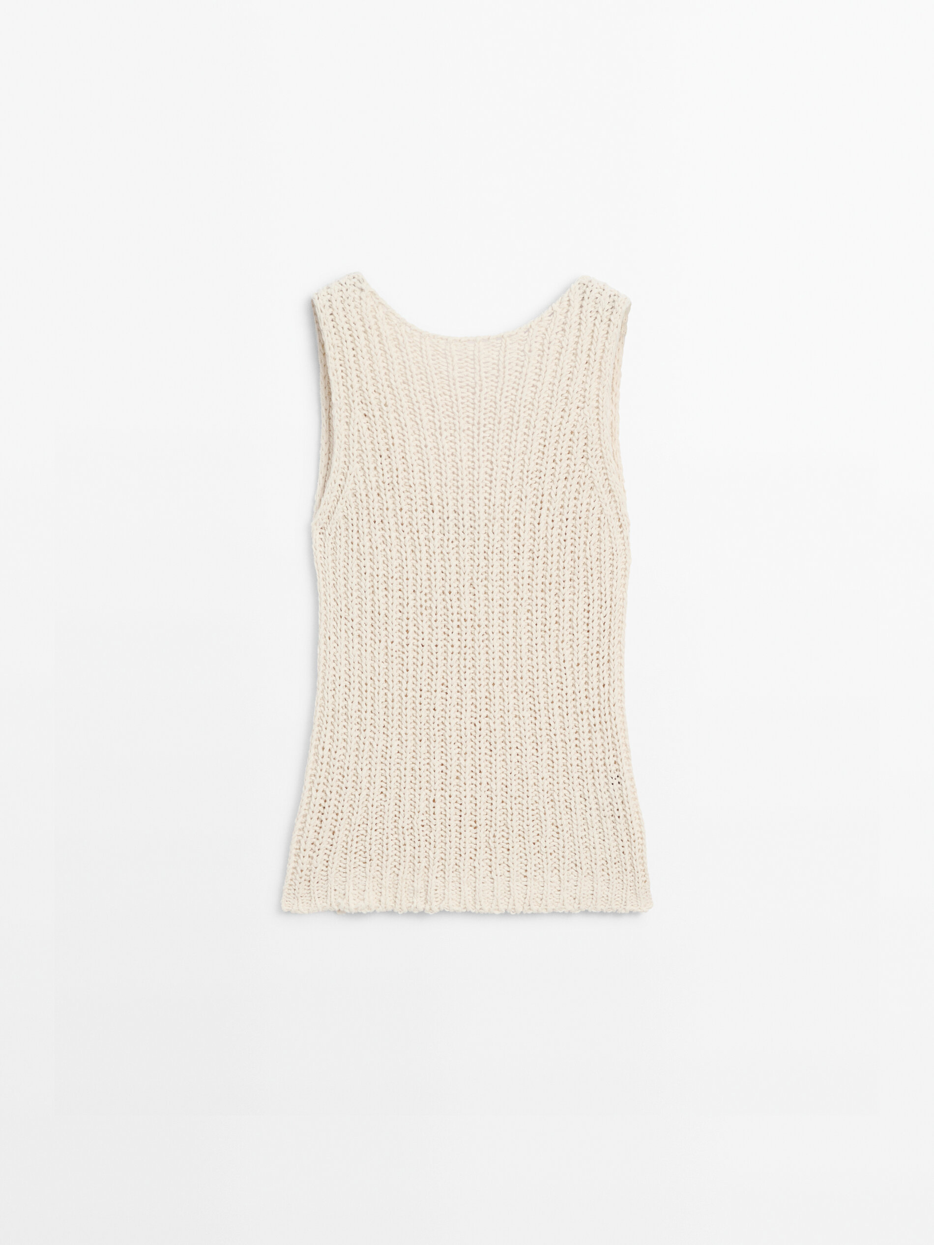 Top en maille décolleté dans le dos · Cru · Habillé Massimo Dutti
