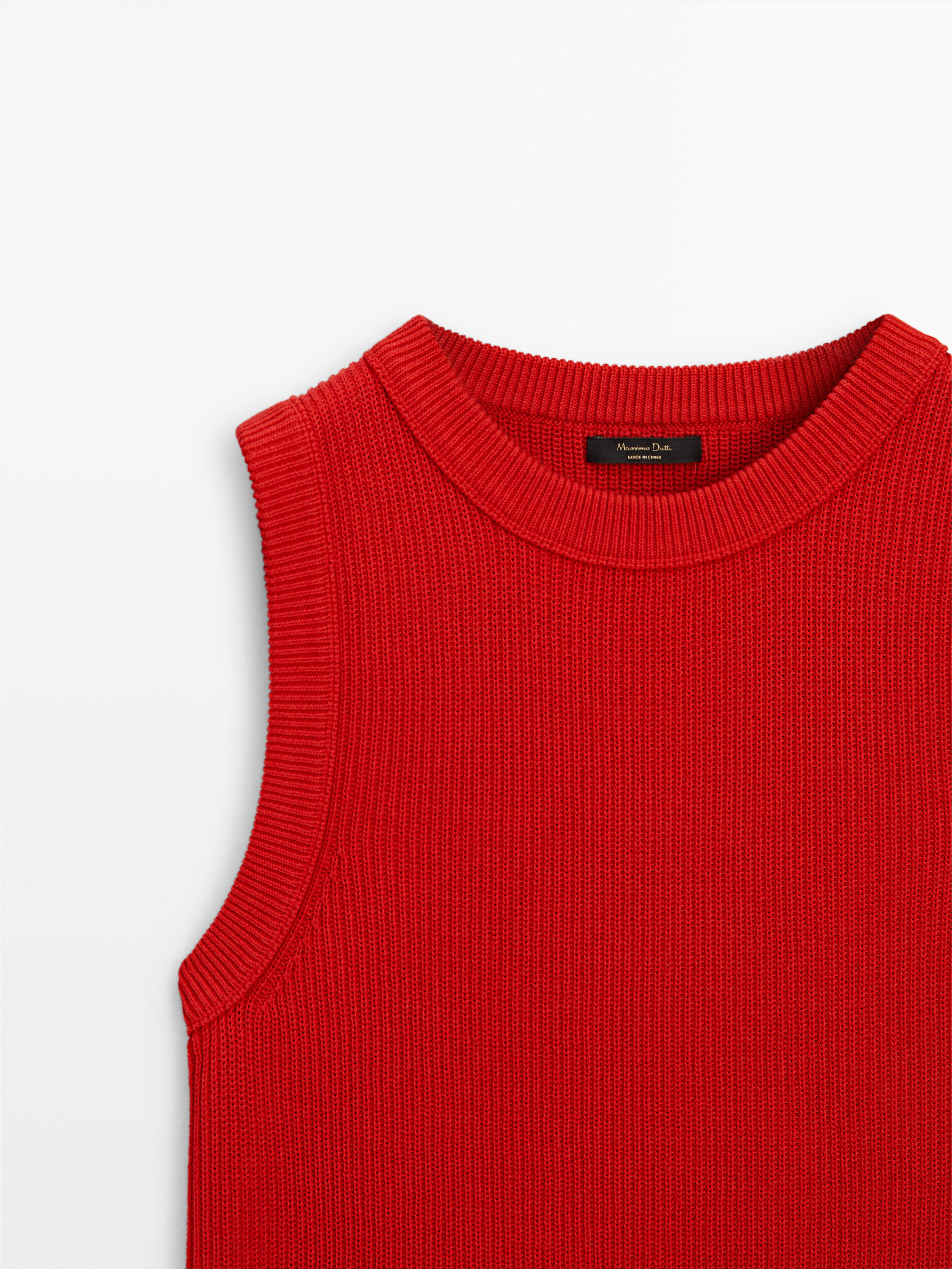 Knit top with ribbed detail · Red, Cream, Sand · Dressy | Massimo