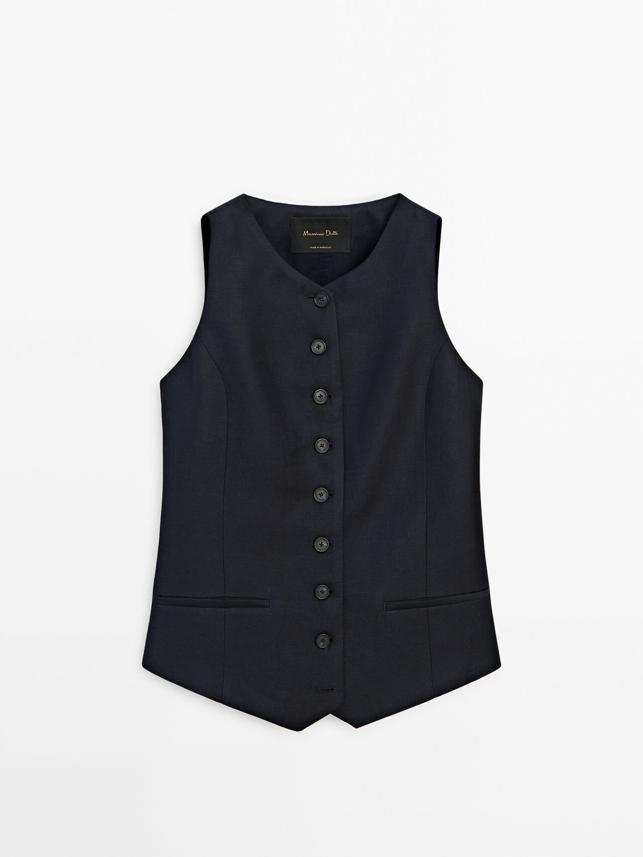 Shop Massimo Dutti Navy Blue Buttoned Co-ord Waistcoat