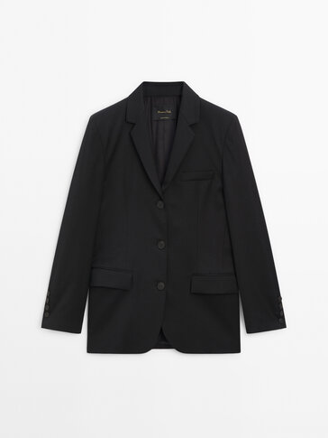 Wool blend suit blazer · Black · Dressy | Massimo Dutti