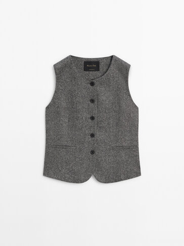 Wool blend knickerbocker-yarn-effect vest