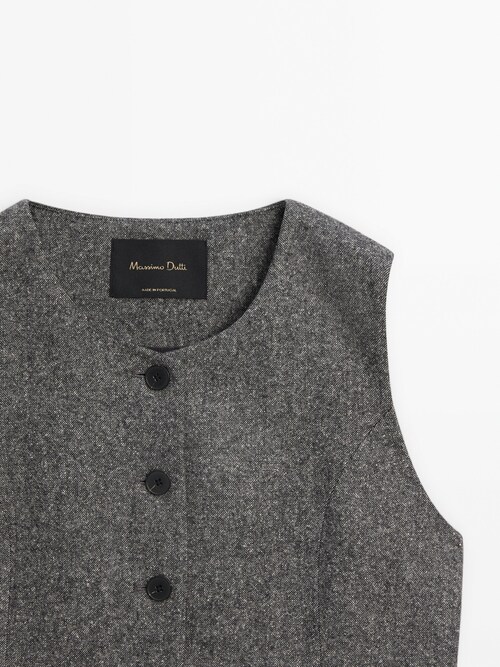 Wool blend knickerbocker-yarn-effect vest · Black · Dressy