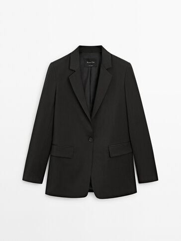 Long single-button suit blazer · Anthracite · Dressy | Massimo Dutti