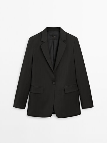 Long single-button suit blazer