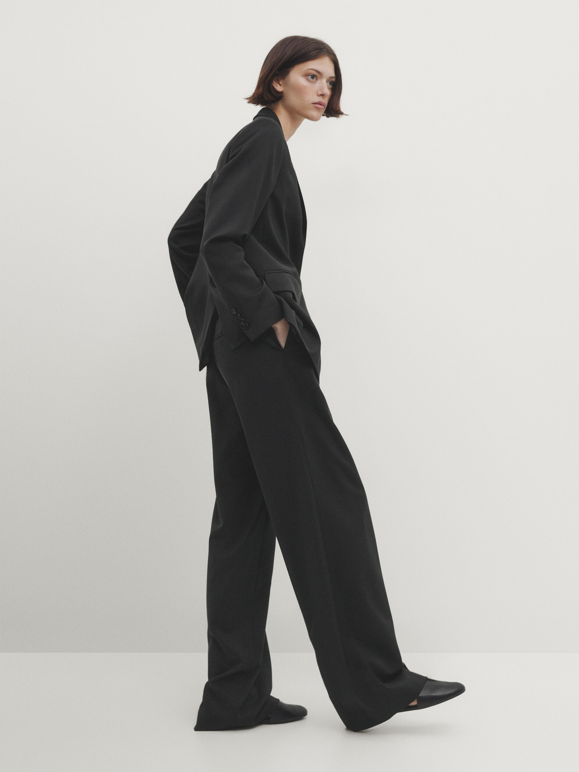 Long single-button suit blazer · Anthracite · Dressy | Massimo Dutti