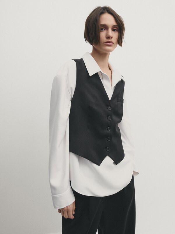 Short suit waistcoat · Anthracite · Blazers | Massimo Dutti