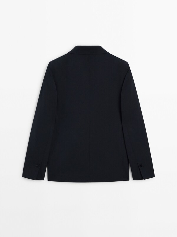 Navy blue double-breasted buttoned blazer · Navy Blue · Dressy ...