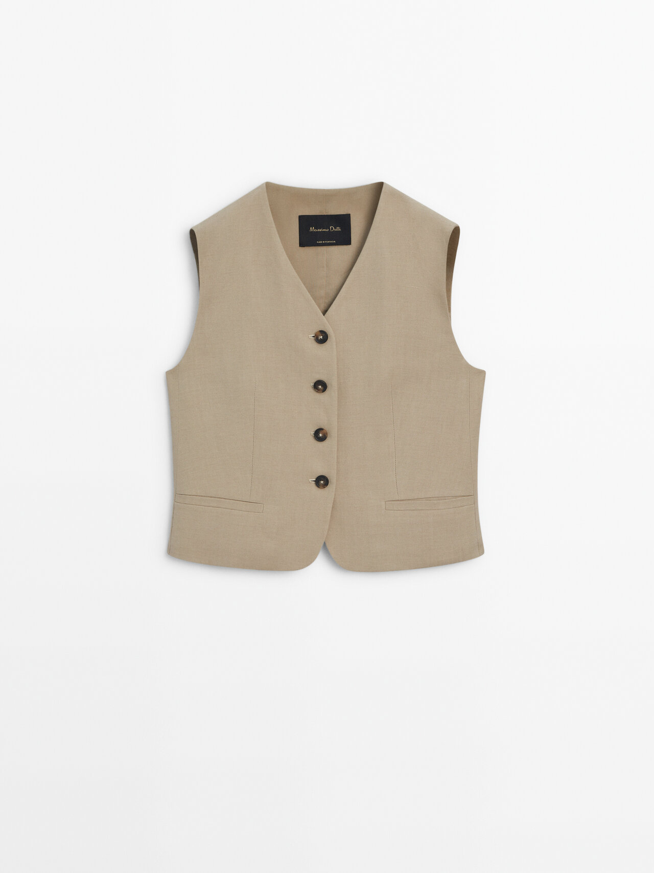 Shop Massimo Dutti Short Suit Waistcoat In Beige