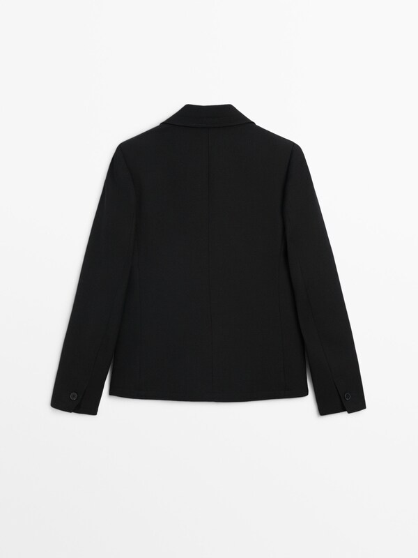 Black double-breasted cropped blazer · Black · Dressy | Massimo Dutti