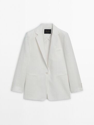 100% linen one-button blazer