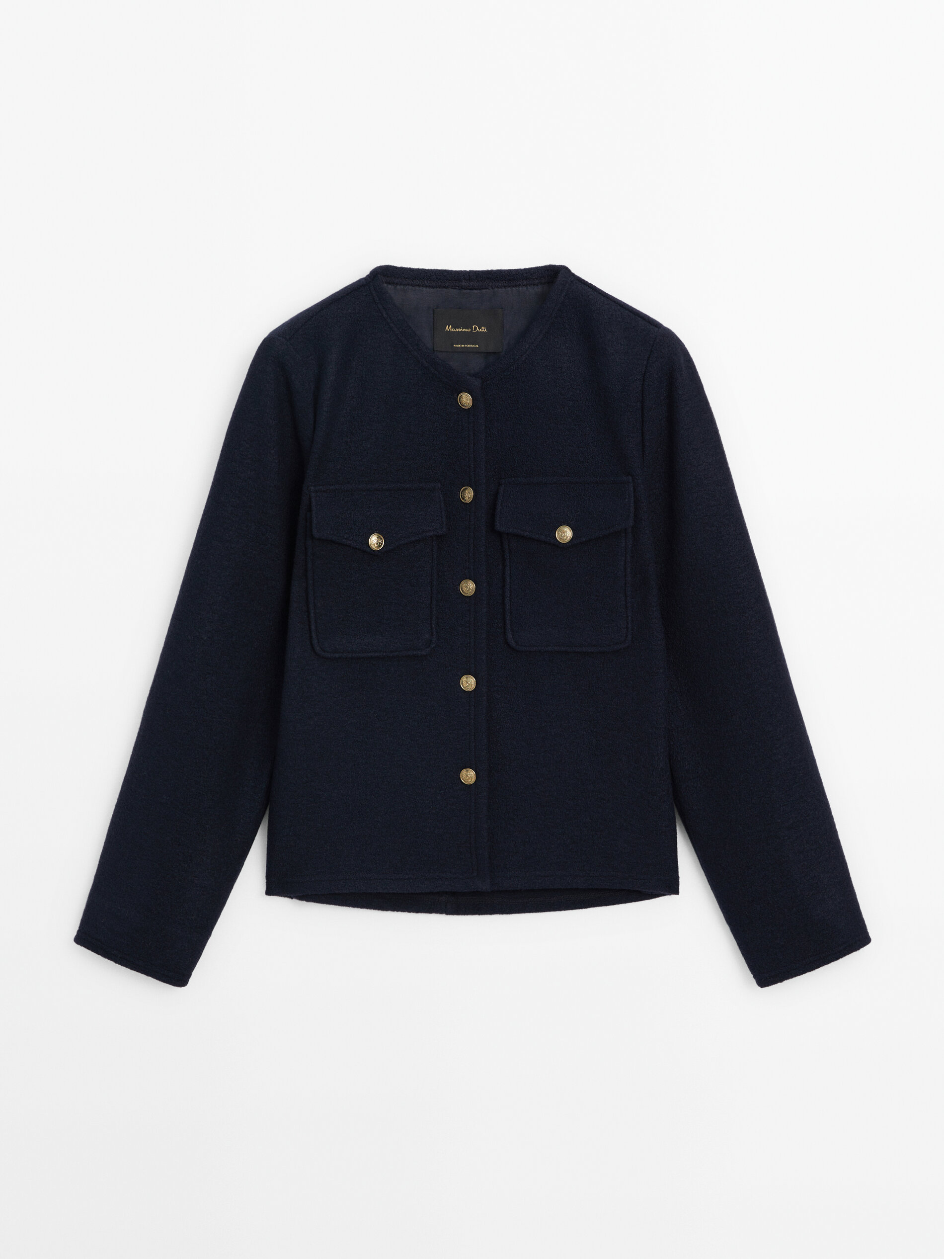 100% wool cropped jacket with pockets