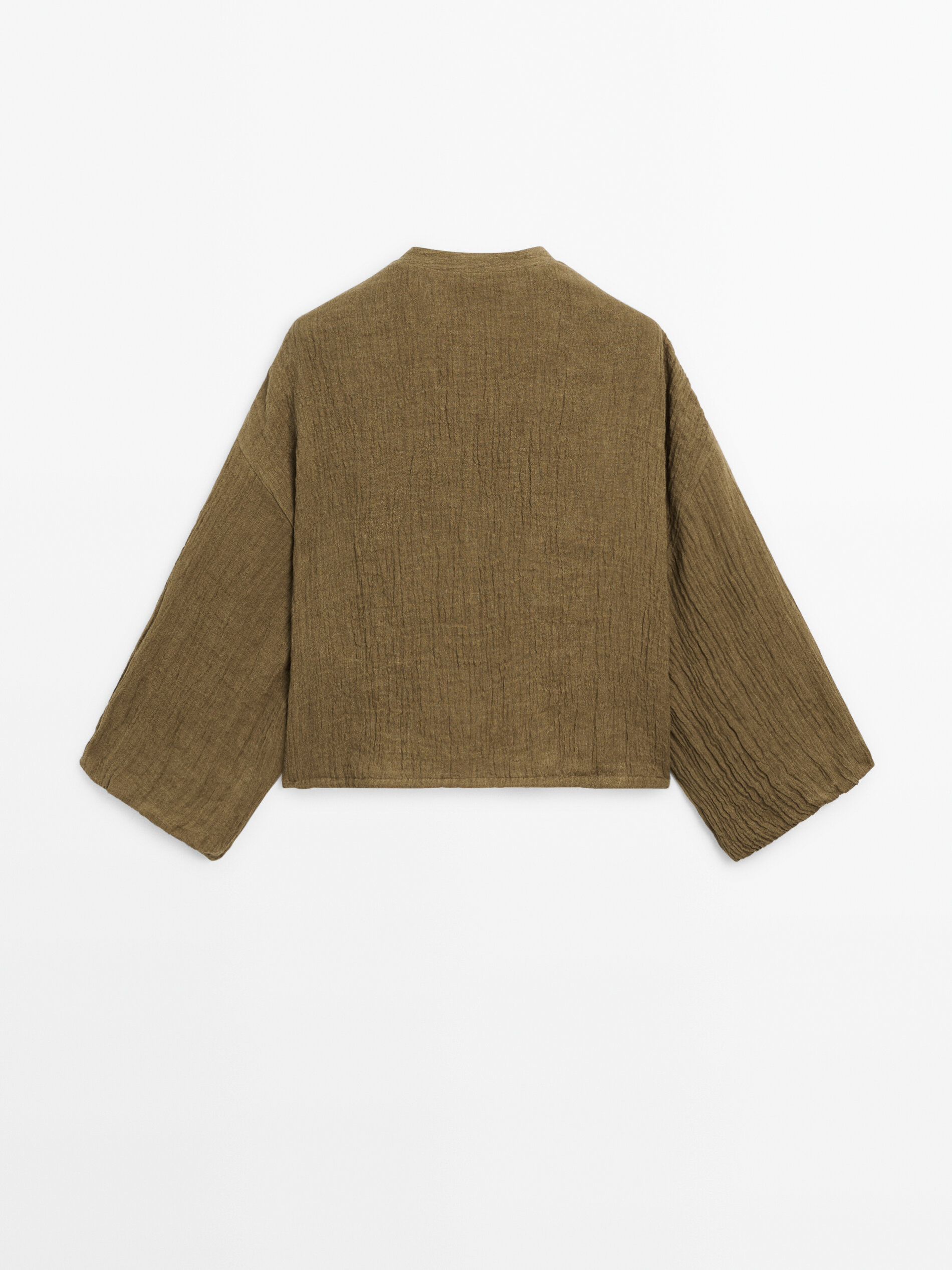 Rustic shirt with gathering and tied details · Green, Stone · Dressy ...
