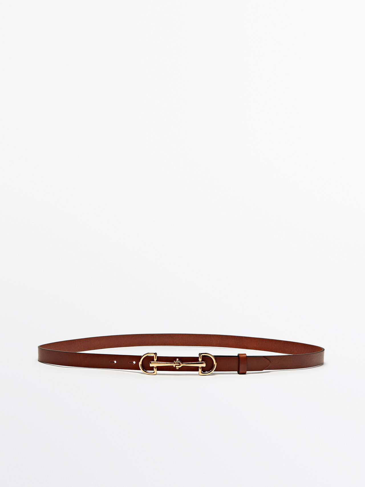 Massimo Dutti Leather Belt With Double Long Buckle