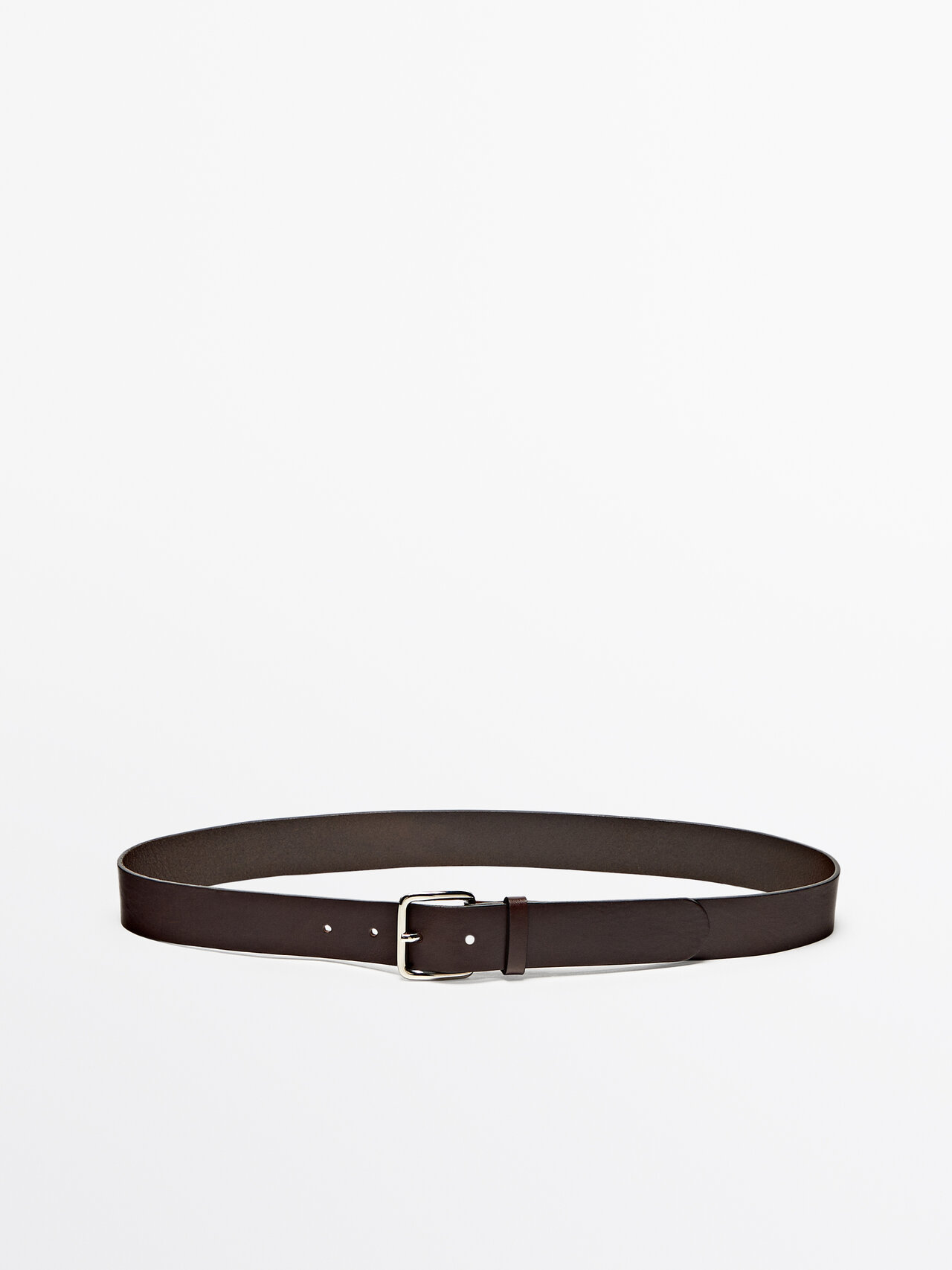Shop Massimo Dutti Leather Belt With Square Buckle In Brown