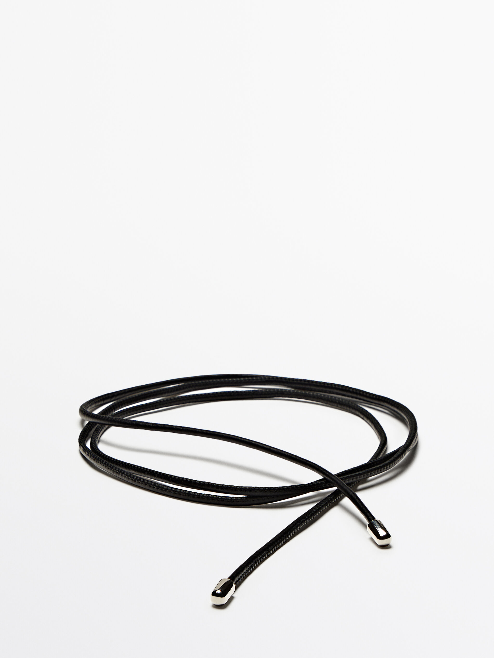 Leather cord belt with knot detail · Black, Red · Accessories Massimo