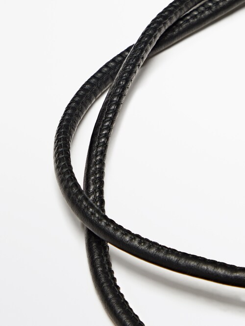 Leather cord belt with knot detail · Black, Red · Accessories