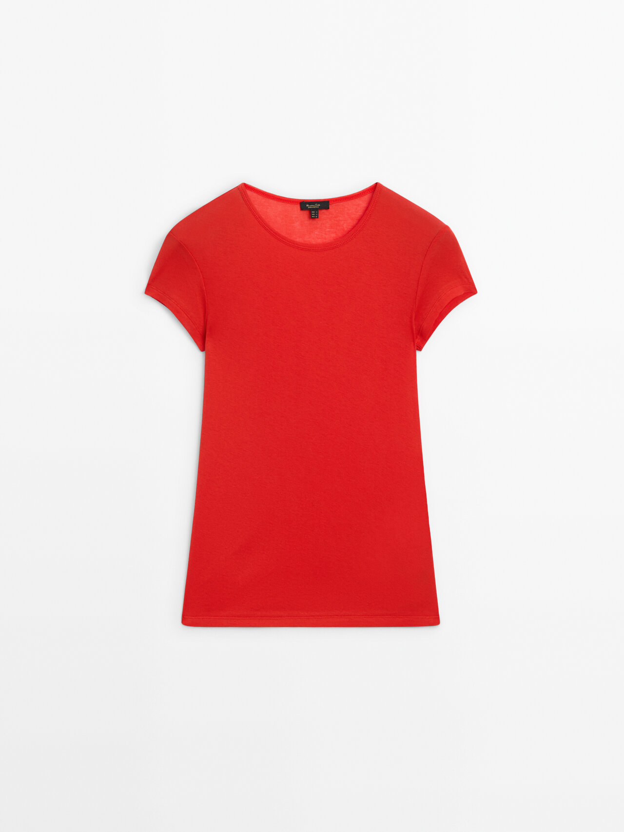 Massimo Dutti Short Sleeve T-shirt With Ribbed Detail In Red