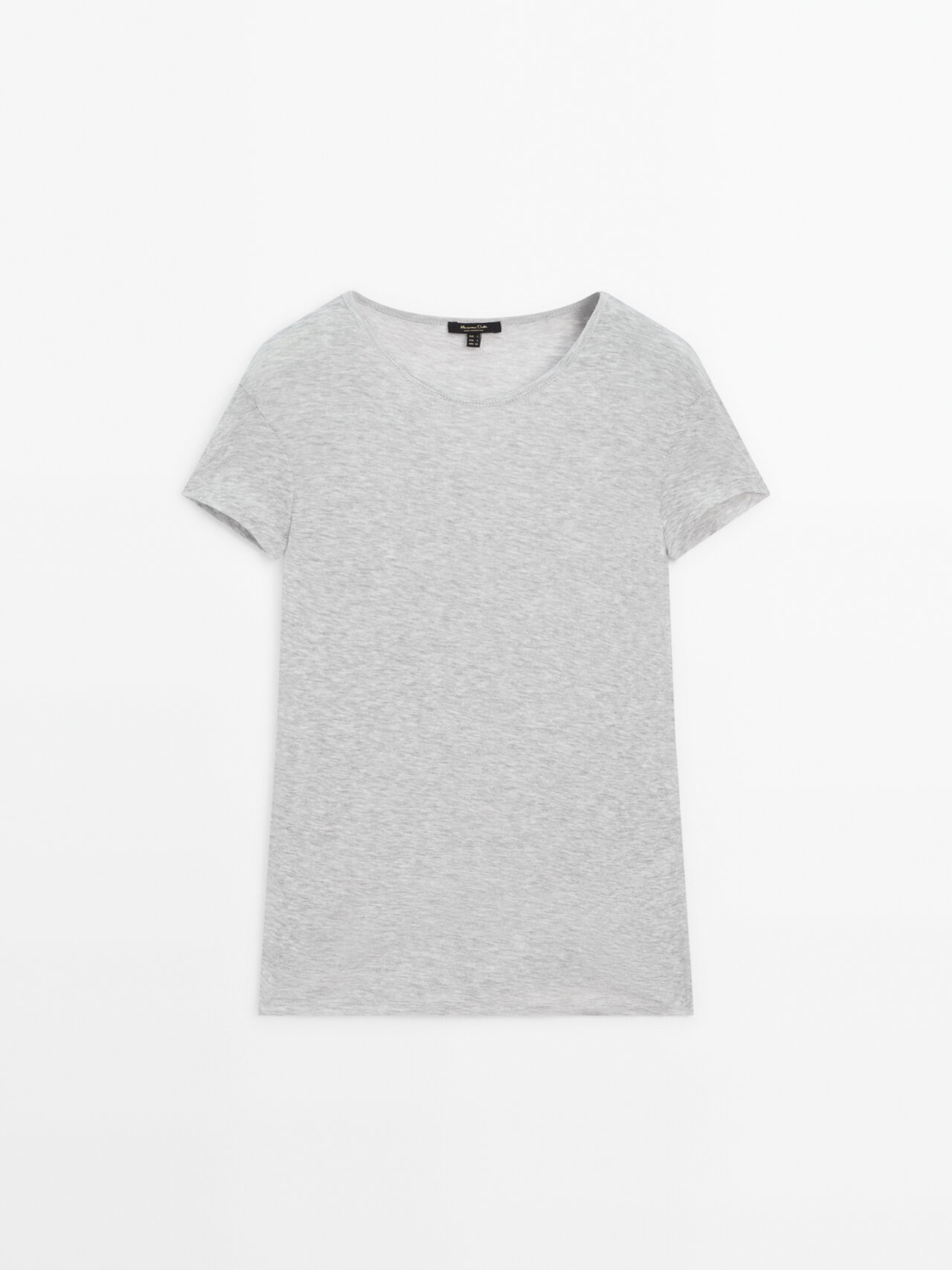 Massimo Dutti Short Sleeve T-shirt With Ribbed Detail In Grey Marl