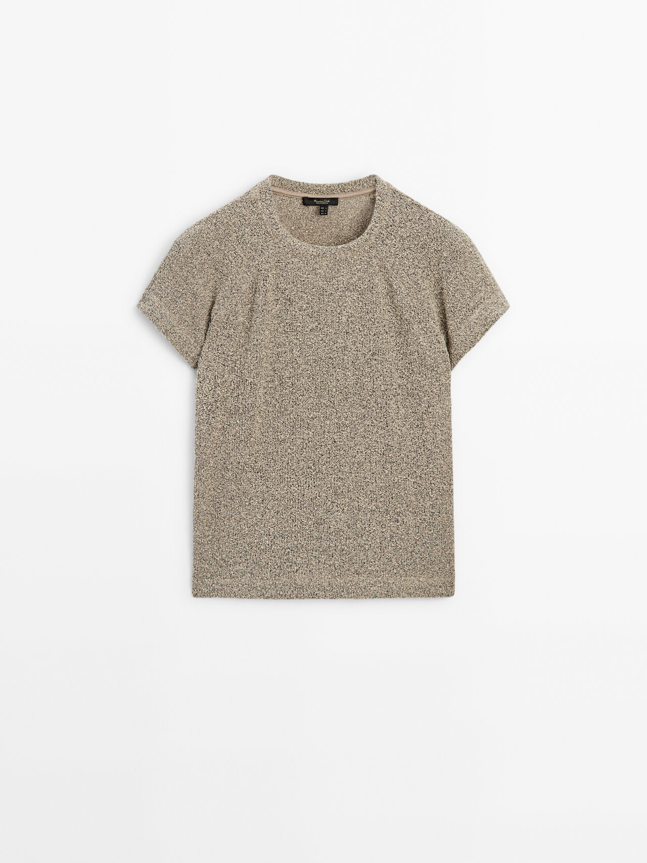 Massimo Dutti Textured Short Sleeve T-shirt In Mink