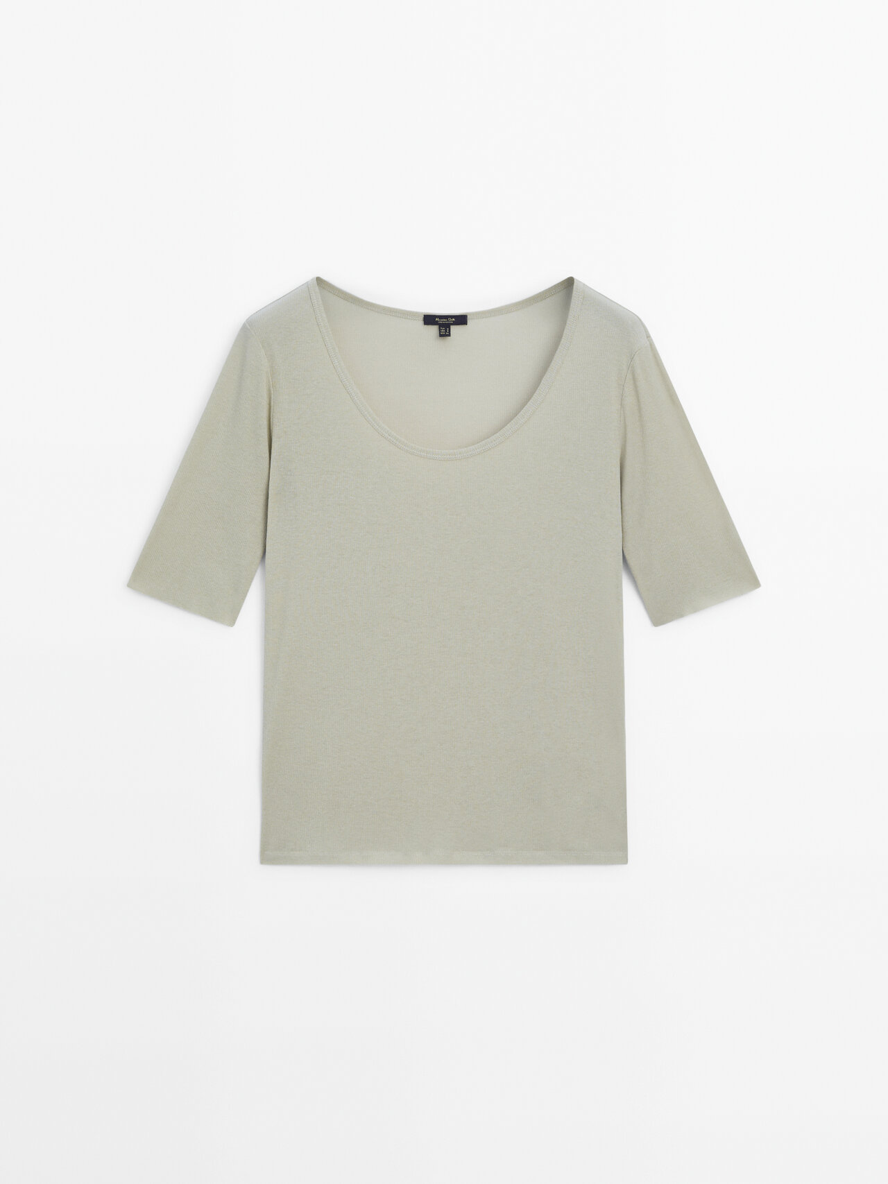 Shop Massimo Dutti Short Sleeve Cotton T-shirt In Emerald