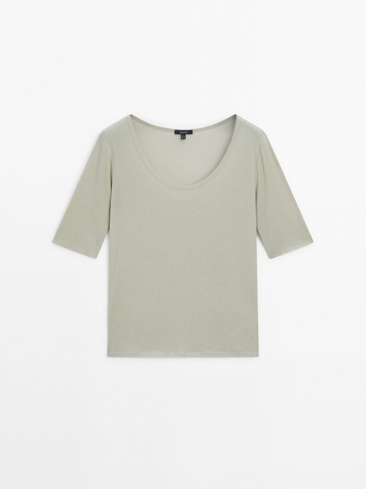Massimo Dutti Short Sleeve Cotton T-shirt In Emerald