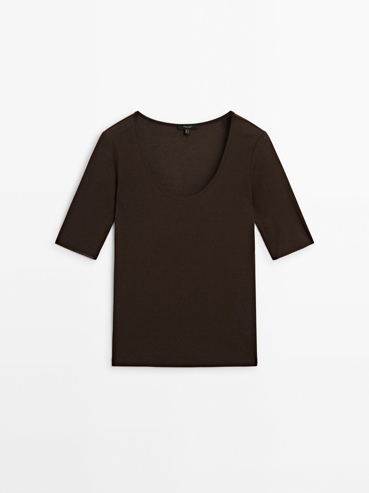 Shop Massimo Dutti Short Sleeve Cotton T-shirt In Brown