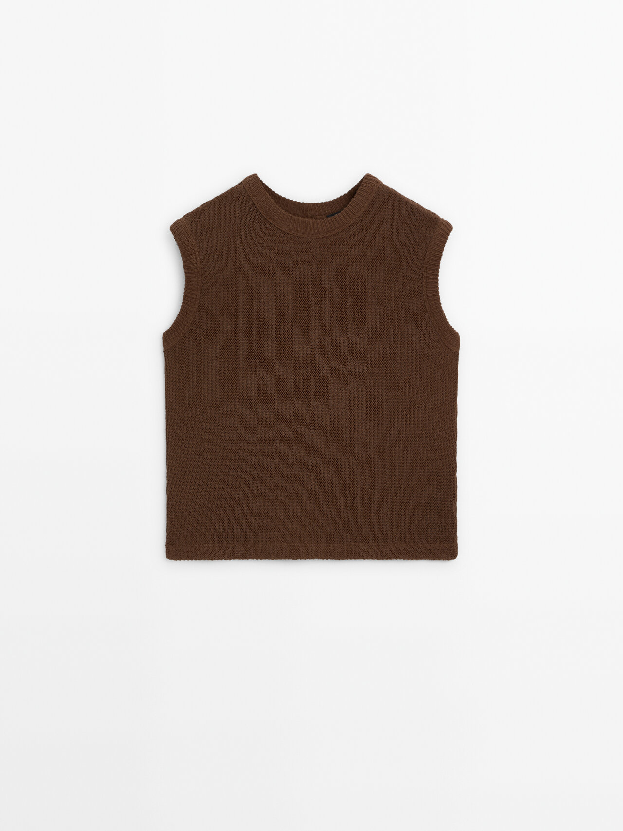 Massimo Dutti Sleeveless Knit Top In Tobacco Brown