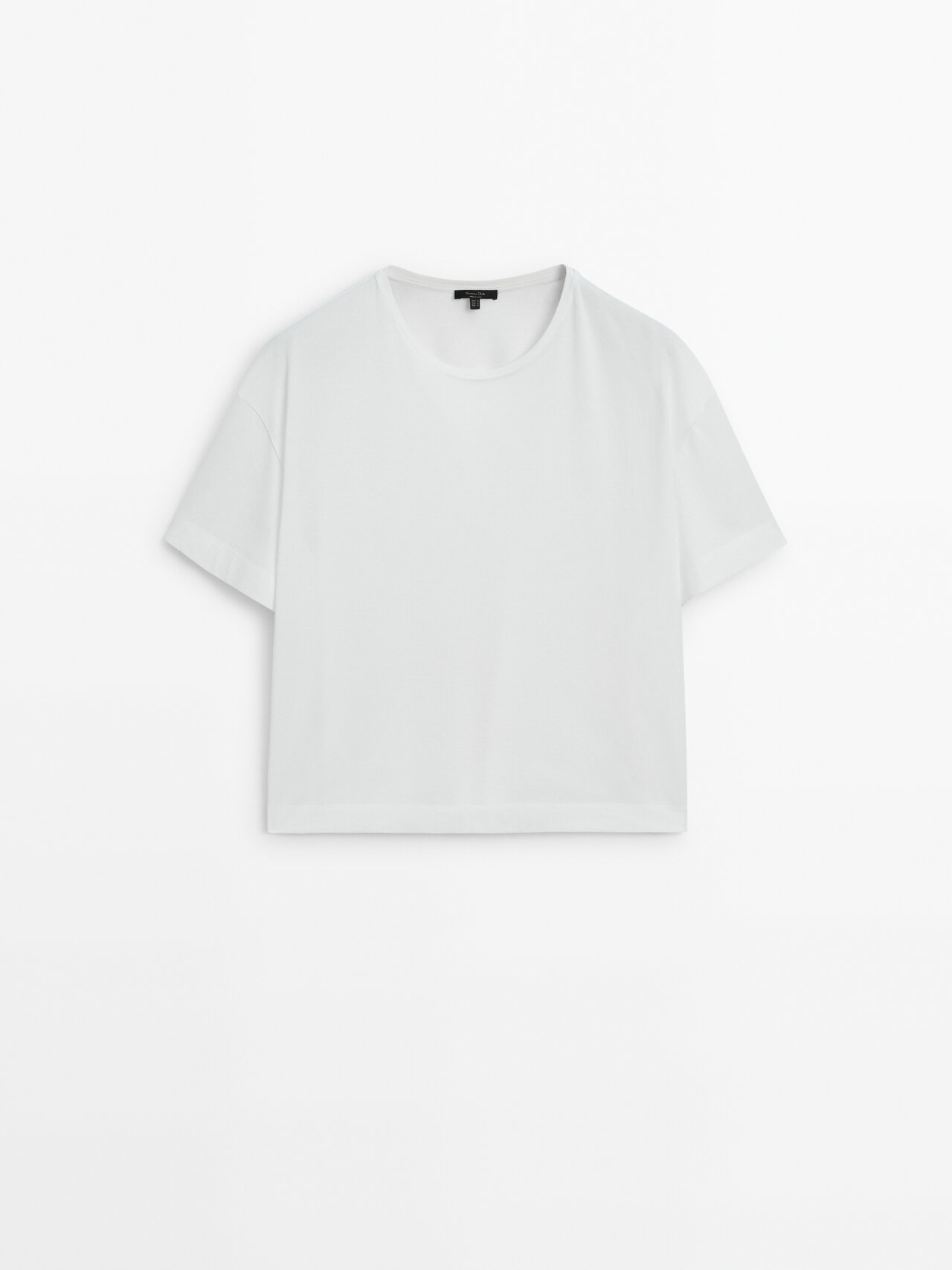 Massimo Dutti Short Sleeve Crop Top In White