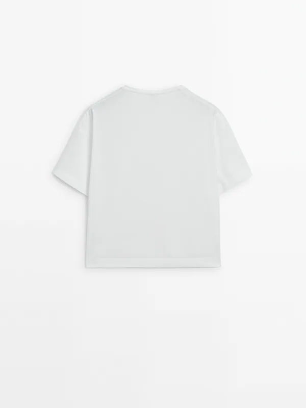 Short sleeve cropped T-shirt · White · T-shirts And Polo Shirts ...